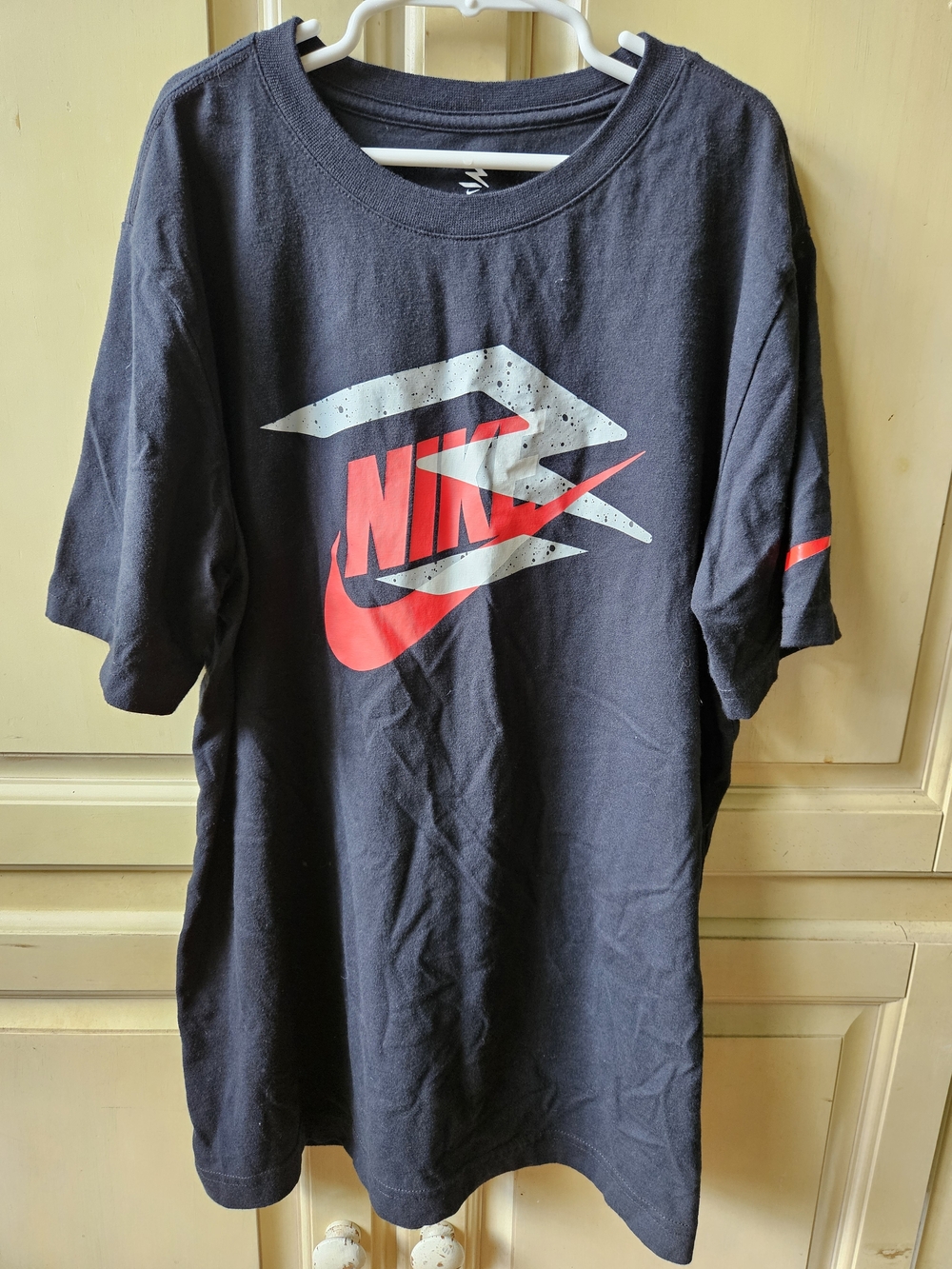Nike Black Short-Sleeve Tee with Red Logo